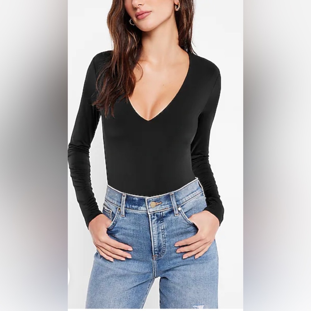 Express Body Contour Compression V-Neck Long Sleeve Body Suit size XL